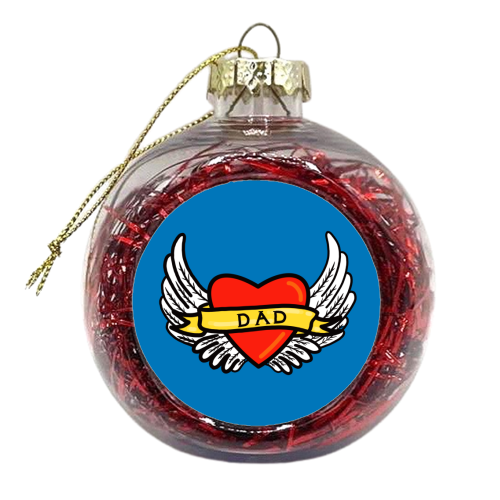 Dad Winged Heart Tattoo Design - xmas bauble by Adam Regester