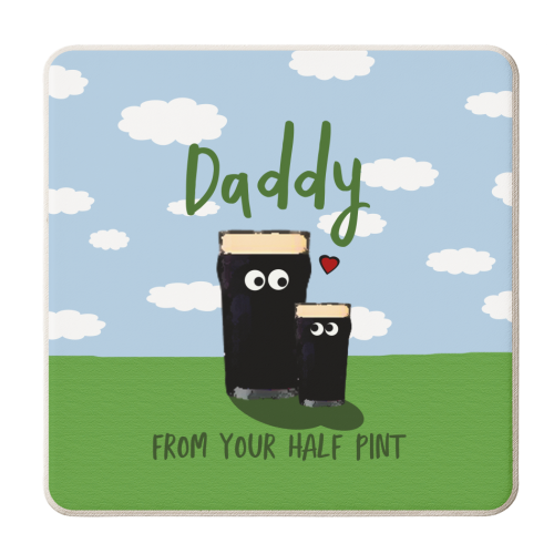 Daddy and Half Pint - personalised beer coaster by Giddy Kipper
