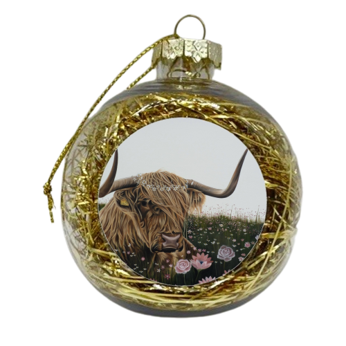 Daisy Chain Cow - xmas bauble by Natalie Clarkson