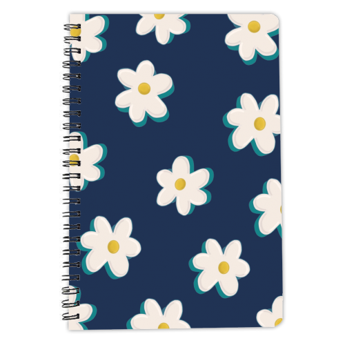 Daisy Pattern on a Navy Background - personalised A4, A5, A6 notebook by Hollie Mills