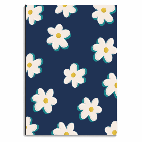 Daisy Pattern on a Navy Background - personalised A4, A5, A6 notebook by Hollie Mills