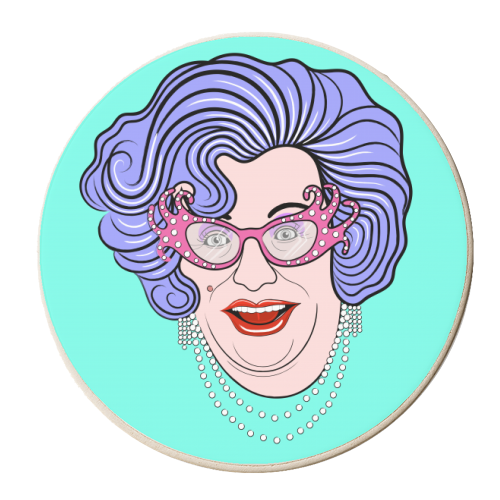 Dame Edna Everage - personalised beer coaster by Adam Regester