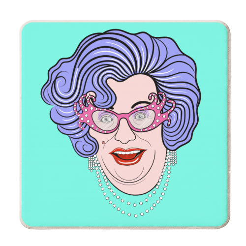 Dame Edna Everage - personalised beer coaster by Adam Regester