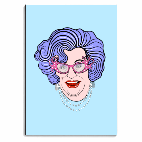 Dame Edna Everidge (Pale Blue) - personalised A4, A5, A6 notebook by Adam Regester