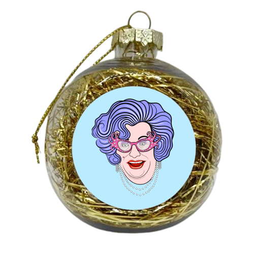 Dame Edna Everidge (Pale Blue) - xmas bauble by Adam Regester