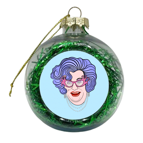 Dame Edna Everidge (Pale Blue) - xmas bauble by Adam Regester