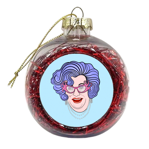 Dame Edna Everidge (Pale Blue) - xmas bauble by Adam Regester