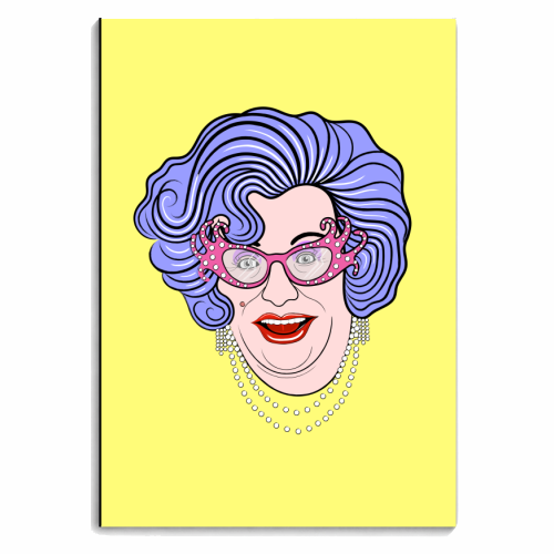 Dame Edna (Yellow Background) - personalised A4, A5, A6 notebook by Adam Regester