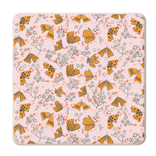 Dancing butterflies - pink - personalised beer coaster by Michelle Walker