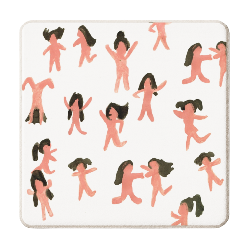 dancing girls - personalised beer coaster by Miki Lowe