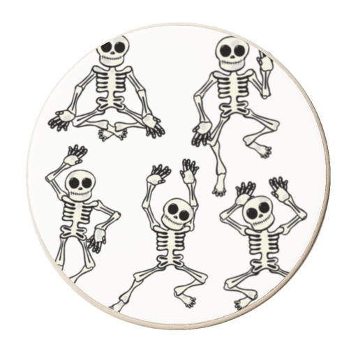 Dancing skeletons - personalised beer coaster by PixieDrew