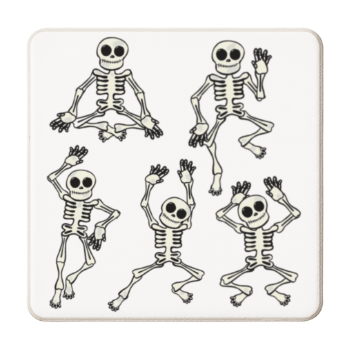 Dancing skeletons - personalised beer coaster by PixieDrew