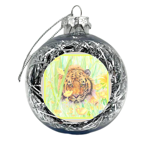 Dandelion Tiger - xmas bauble by Rachel Foreman