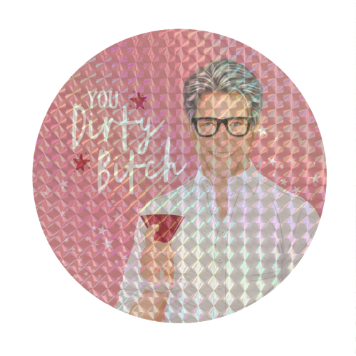 Daniel Cleaver - Hugh Grant - Dirty Bitch - Bridget Jones - Circle Sticker by Claire Atwood