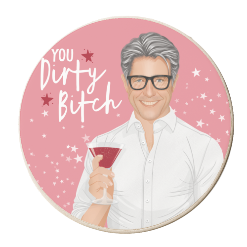 Daniel Cleaver - Hugh Grant - Dirty Bitch - Bridget Jones - personalised beer coaster by Claire Atwood