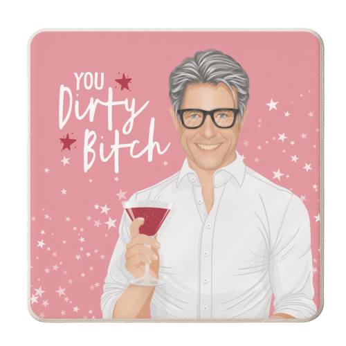 Daniel Cleaver - Hugh Grant - Dirty Bitch - Bridget Jones - personalised beer coaster by Claire Atwood