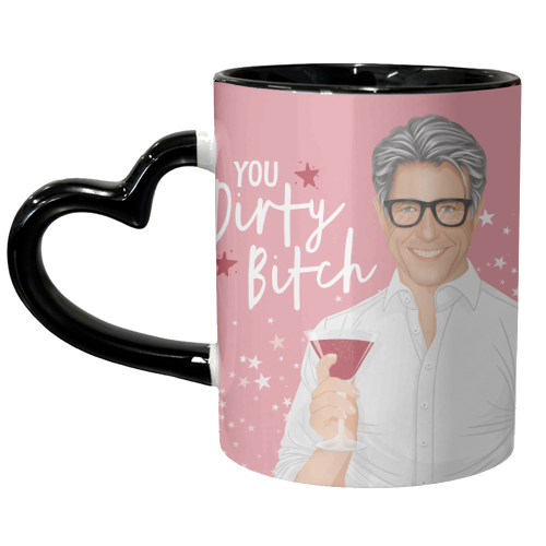 Daniel Cleaver - Hugh Grant - Dirty Bitch - Bridget Jones - unique mug by Claire Atwood