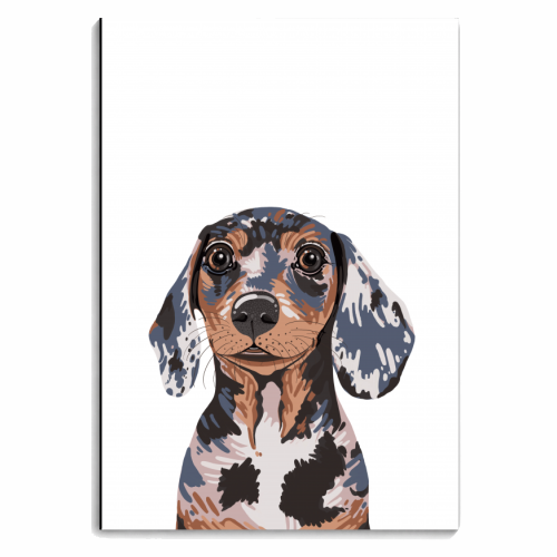 Dappled Dachshund Puppy Illustration - personalised A4, A5, A6 notebook by Adam Regester