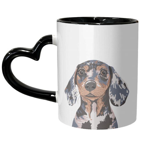 Dappled Dachshund Puppy Illustration - unique mug by Adam Regester