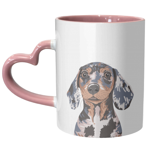 Dappled Dachshund Puppy Illustration - unique mug by Adam Regester
