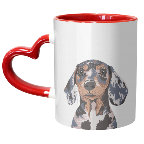 Dappled Dachshund Puppy Illustration - unique mug by Adam Regester