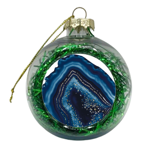 Dark Blue Agate Champagne Gold Glitter Glam #1 (Faux Glitter) #gem #decor #art - xmas bauble by Anita Bella Jantz
