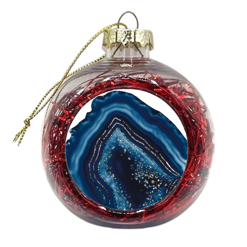 Dark Blue Agate Champagne Gold Glitter Glam #1 (Faux Glitter) #gem #decor #art - xmas bauble by Anita Bella Jantz