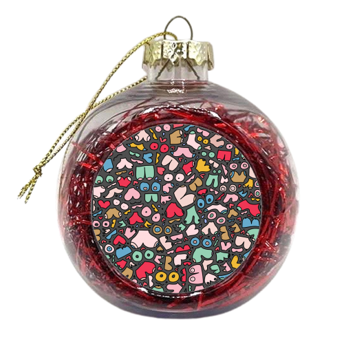 Dark gray body positive pattern - xmas bauble by andrea zuza