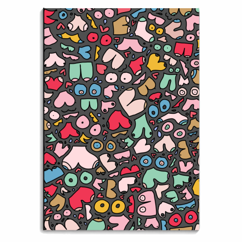 Dark gray body positive pattern - personalised A4, A5, A6 notebook by andrea zuza