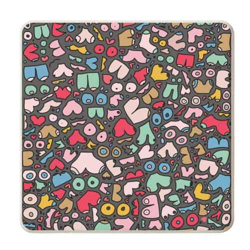 Dark gray body positive pattern - personalised beer coaster by andrea zuza