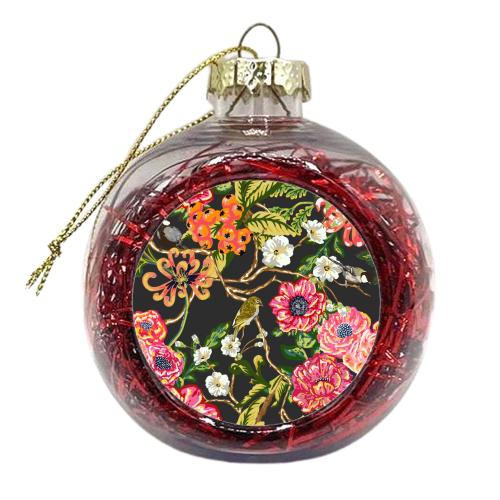 Dark Peonies - xmas bauble by Draper & Harlow