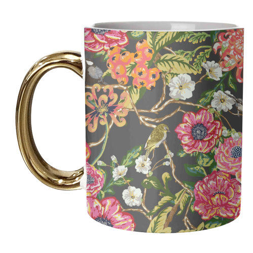 Dark Peonies - unique mug by Draper & Harlow