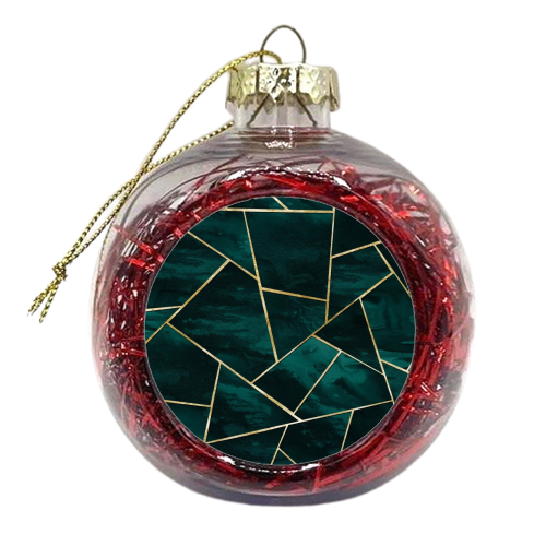 Dark Teal Ink Copper Gold Geometric Glam #1 #geo #decor #art - xmas bauble by Anita Bella Jantz