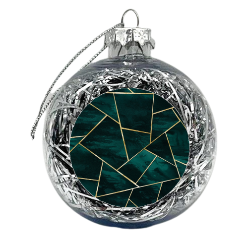 Dark Teal Ink Copper Gold Geometric Glam #1 #geo #decor #art - xmas bauble by Anita Bella Jantz