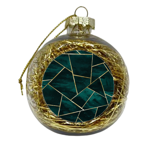 Dark Teal Ink Copper Gold Geometric Glam #1 #geo #decor #art - xmas bauble by Anita Bella Jantz