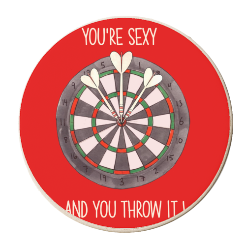 Darts Sexy And You Throw It Design - Sports - personalised beer coaster by Lisa Wardle