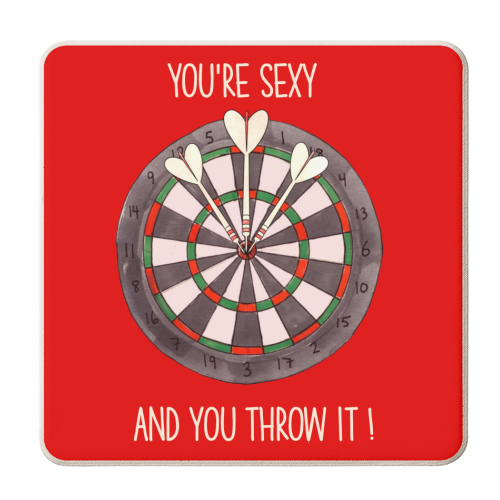 Darts Sexy And You Throw It Design - Sports - personalised beer coaster by Lisa Wardle