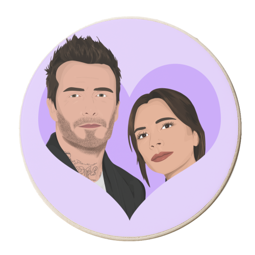 David and Victoria Beckham - personalised beer coaster by Pink and Pip
