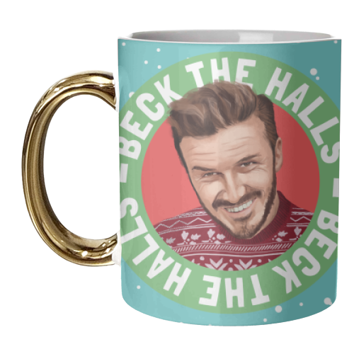 David Beckham Christmas Beck the Halls - unique mug by AbiGoLucky