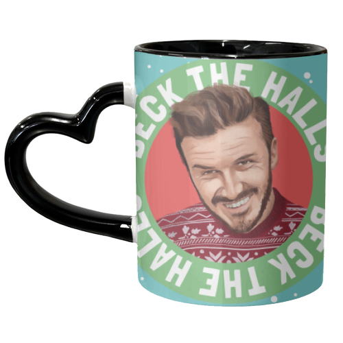 David Beckham Christmas Beck the Halls - unique mug by AbiGoLucky