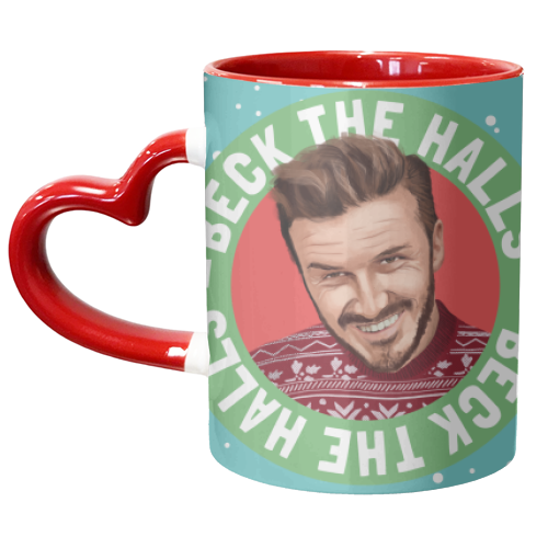 David Beckham Christmas Beck the Halls - unique mug by AbiGoLucky