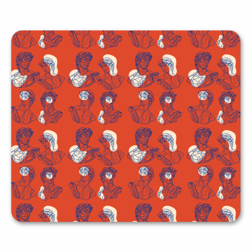 David Line Art Organic Shapes Abstract Lines Picasso Inspired Blue Orange Beige - mouse mat by Art Heart Home and Fashion