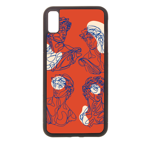 David Line Art Organic Shapes Abstract Lines Picasso Inspired Blue Orange Beige - stylish phone case by Art Heart Home and Fashion