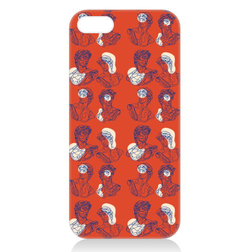 David Line Art Organic Shapes Abstract Lines Picasso Inspired Blue Orange Beige - unique phone case by Art Heart Home and Fashion