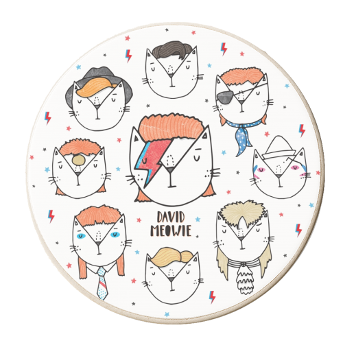 David Meowie - The 9 Lives Of - personalised beer coaster by Katie Ruby Miller