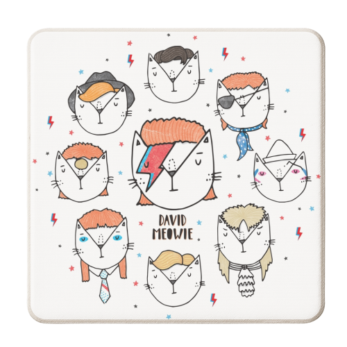 David Meowie - The 9 Lives Of - personalised beer coaster by Katie Ruby Miller