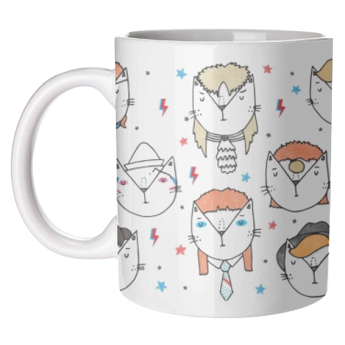 David Meowie - The 9 Lives Of - unique mug by Katie Ruby Miller