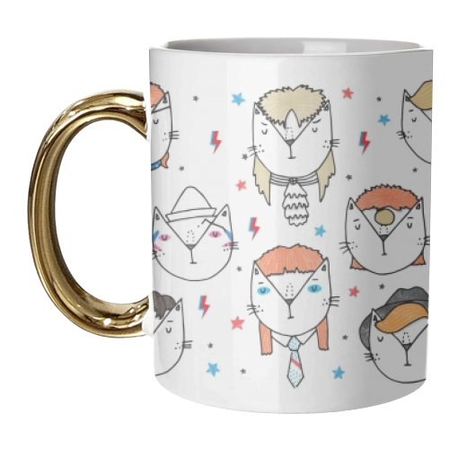 David Meowie - The 9 Lives Of - unique mug by Katie Ruby Miller