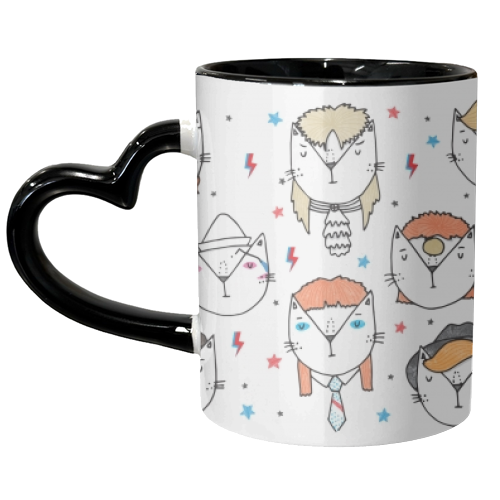 David Meowie - The 9 Lives Of - unique mug by Katie Ruby Miller