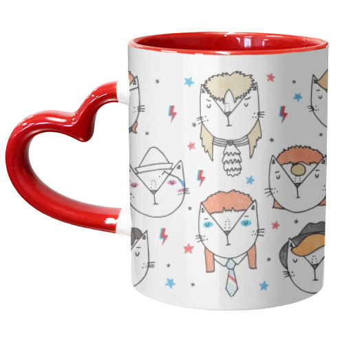 David Meowie - The 9 Lives Of - unique mug by Katie Ruby Miller